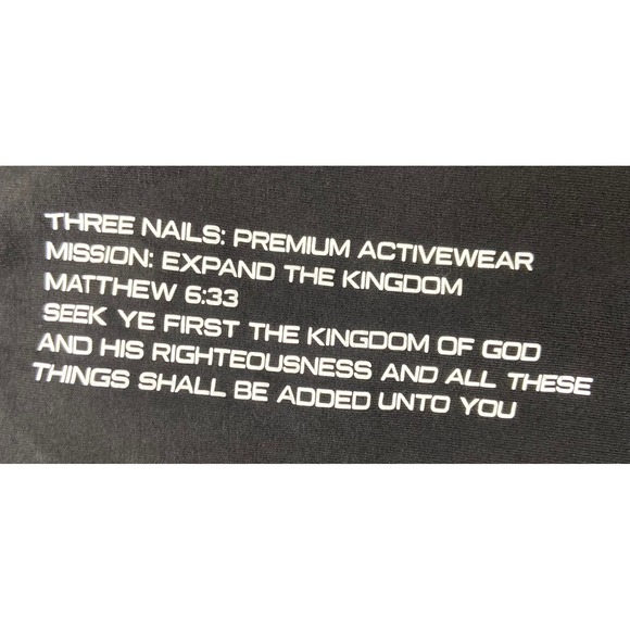 Three Nails Black Crop Top XS Christian Graphic Tee Womens Activewear Shirt - Picture 8 of 10